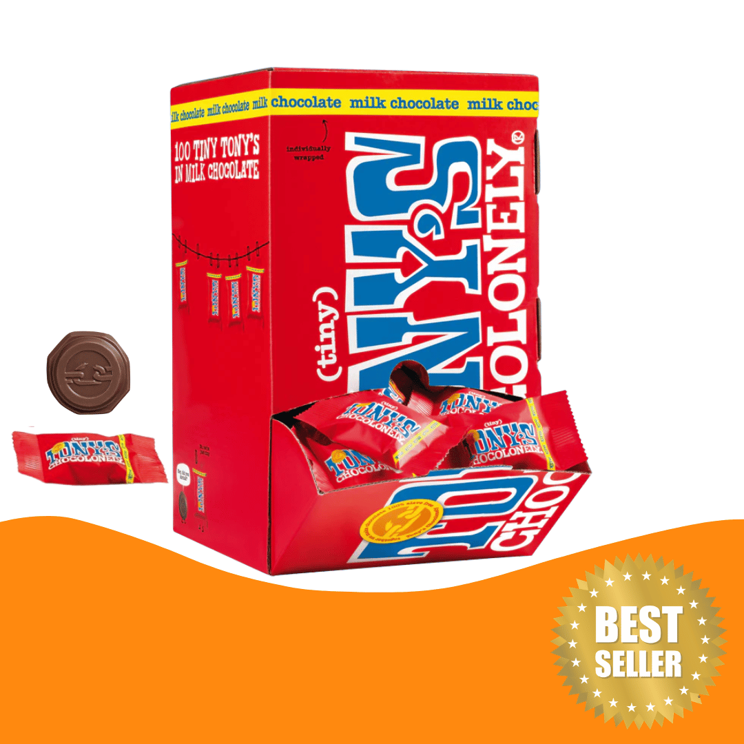 Tony’s Chocolonely 迷你牛奶朱古力盒包裝 (100 小包) 900 克 (連心意卡*)