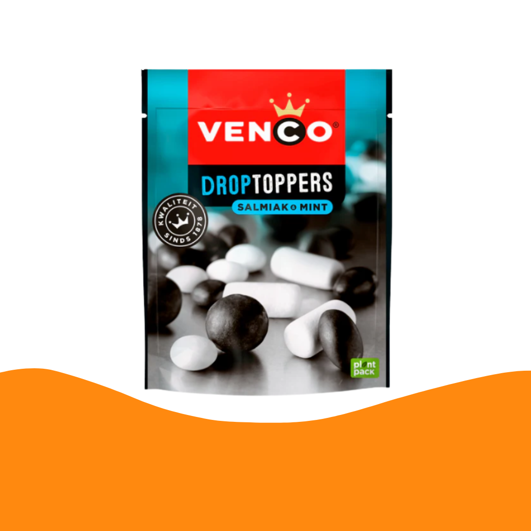 Venco Droptoppers salmiak mint (225 gram)/Salmiak and peppermint candy