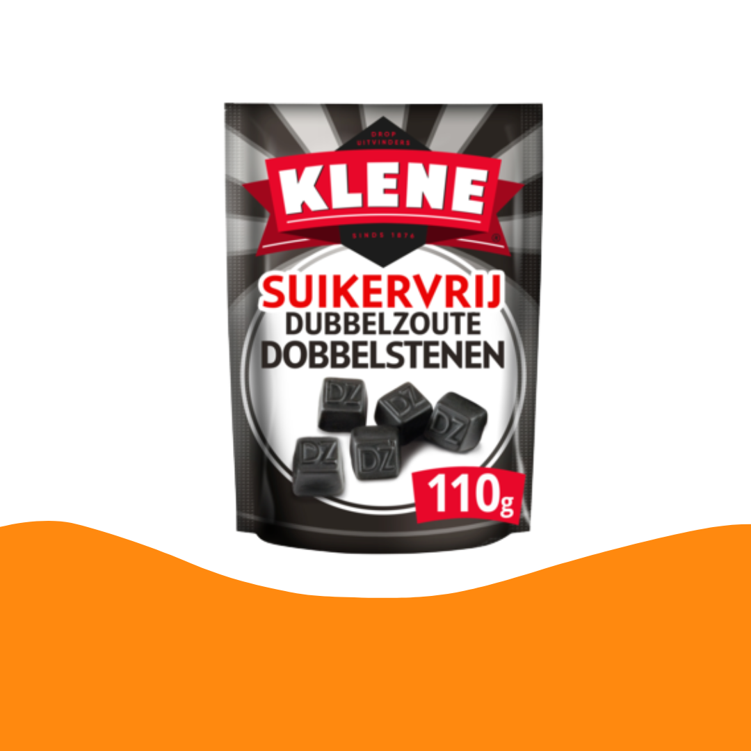 Klene Suikervrij Dubbelzoute Dobbelstenen / Sugar Free Licorice Salted Dices (110 gram)