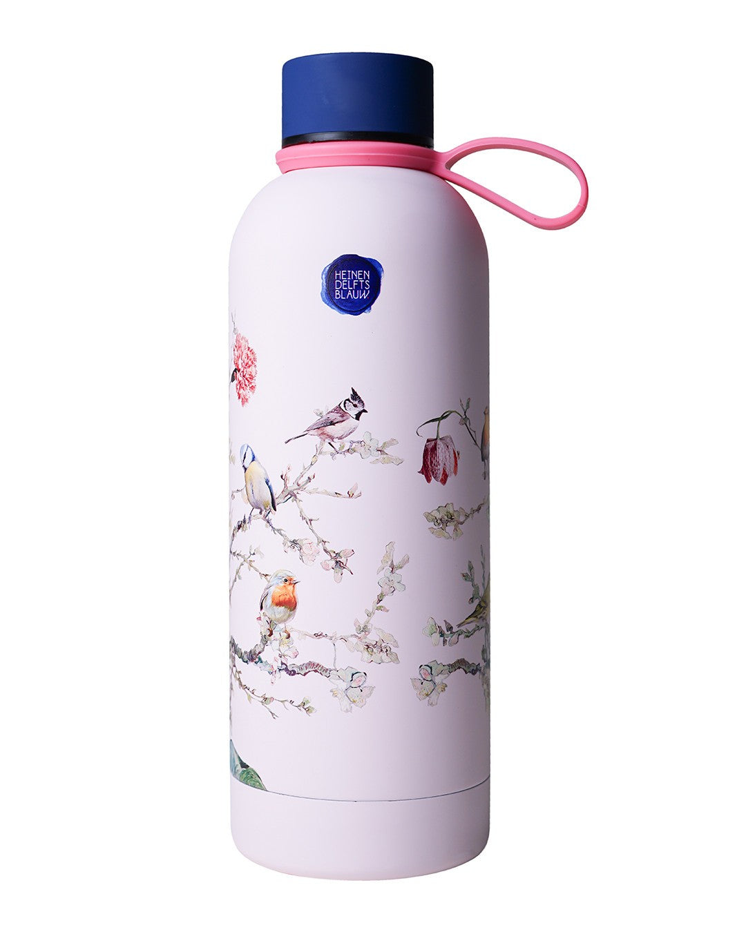 代爾夫特藍瓷風 不銹鋼保溫水樽 (粉紅森林小鳥設計) - 500ml