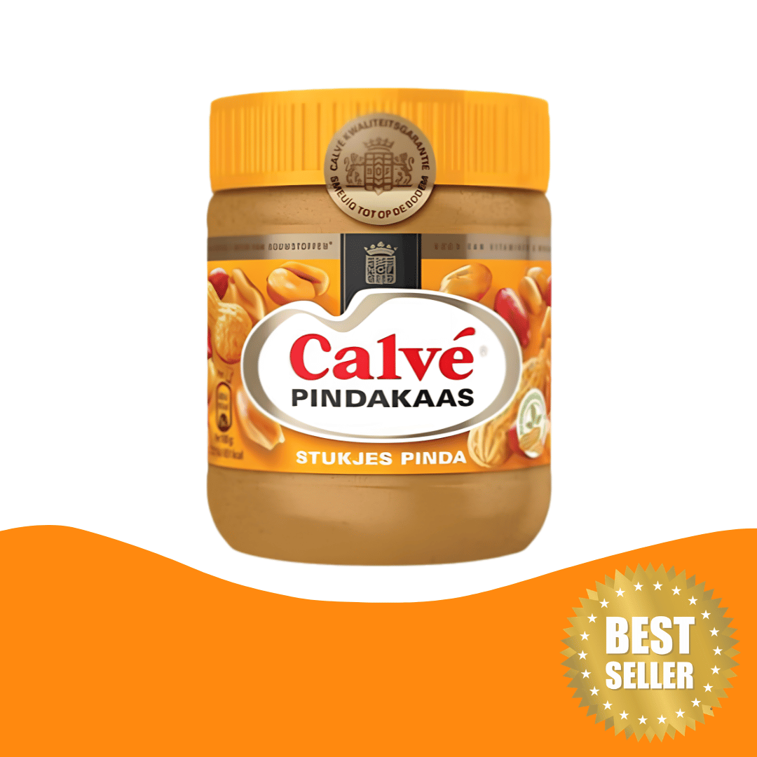 Calve Pindakaas met stukjes pinda / Crunchy peanut butter ( 350 gram )