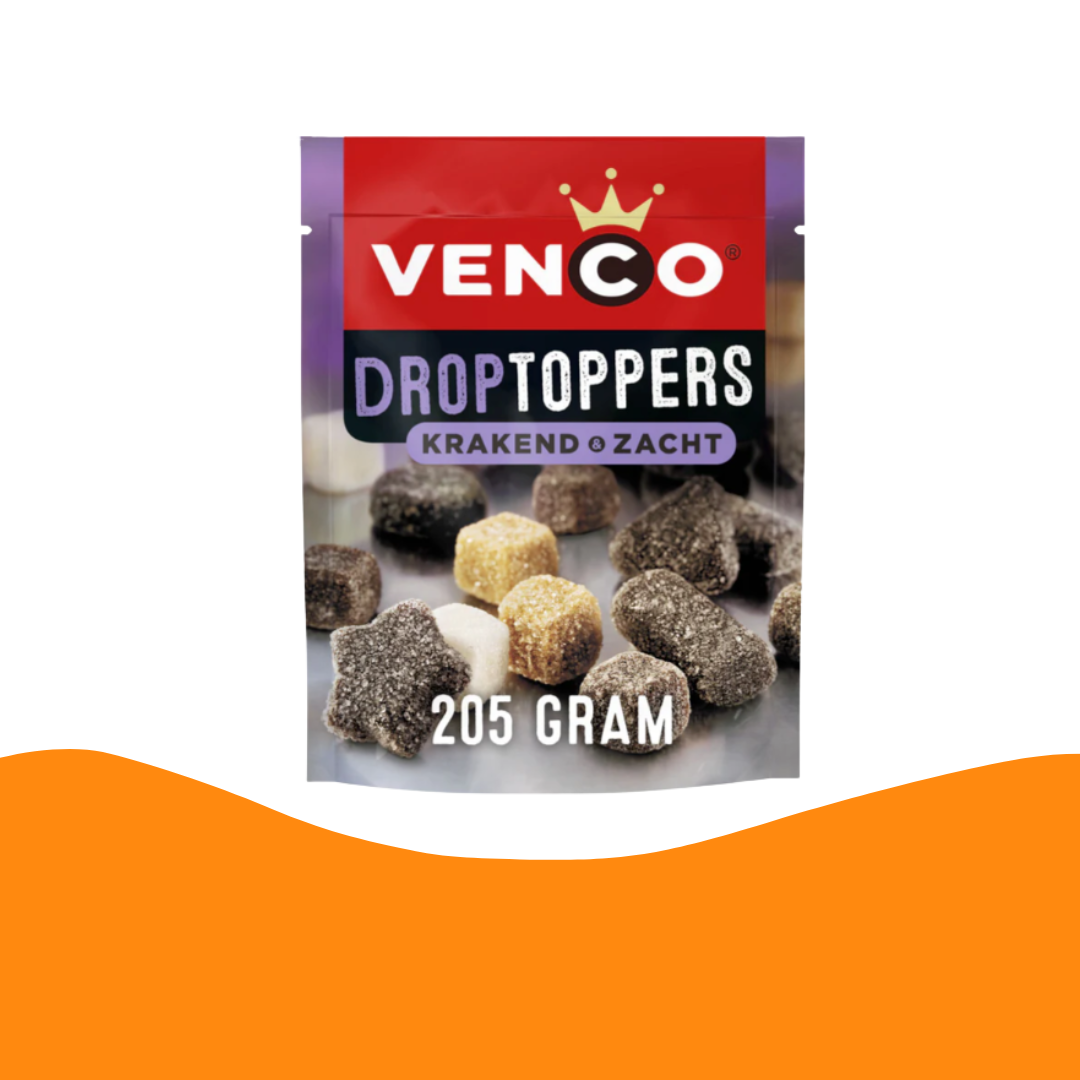 Venco Droptoppers Krakend Zacht / Dutch Licorice (215 gram)