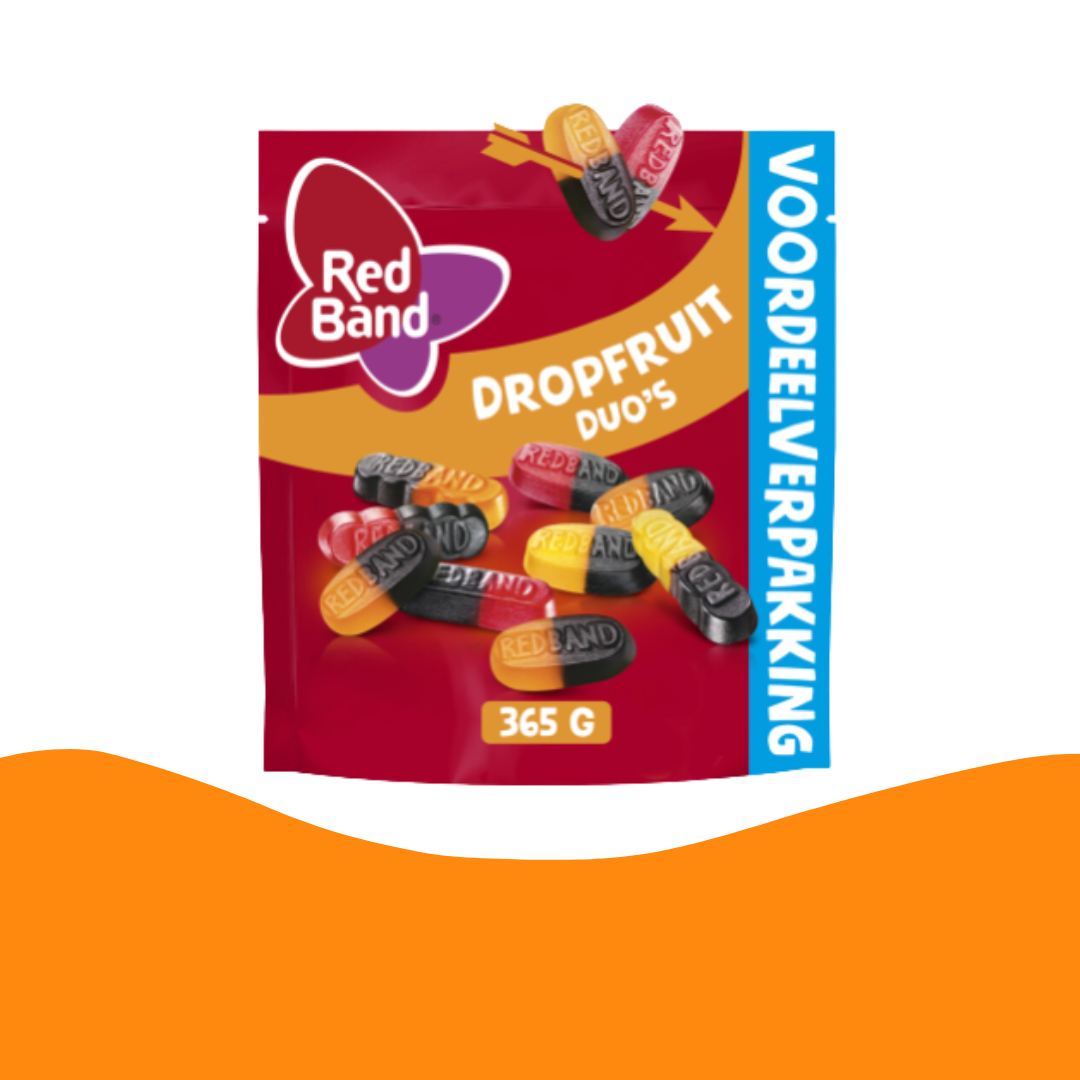 Red Band Dropfruit Duo's Extra 365 gram/Licorice and wine gum candy