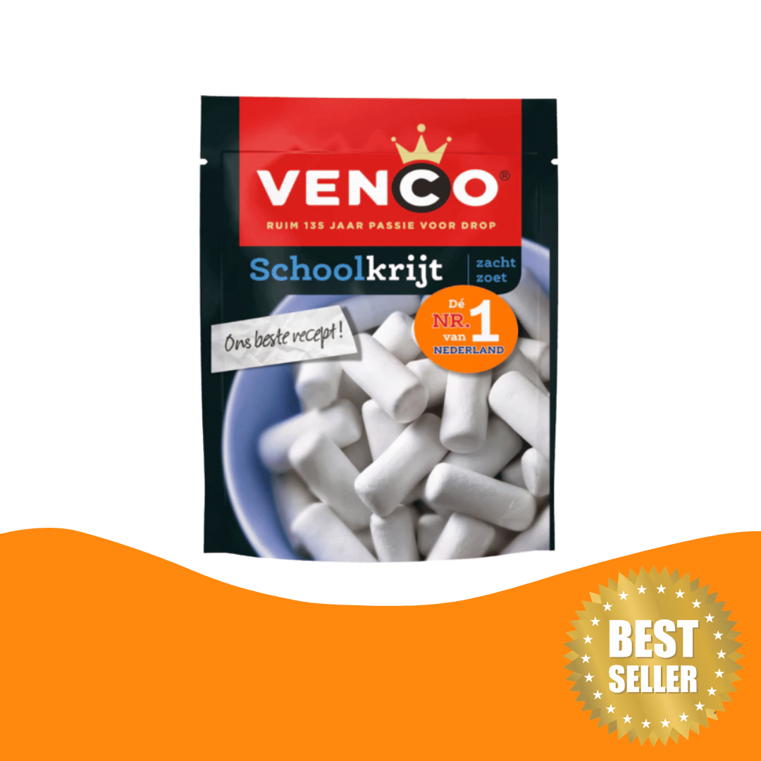 Venco Schoolkrijt 235 gram/Soft sweet licorice with peppermint coating