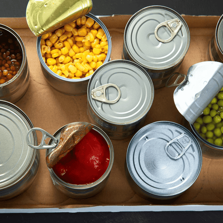 Jars, canned & packaged food