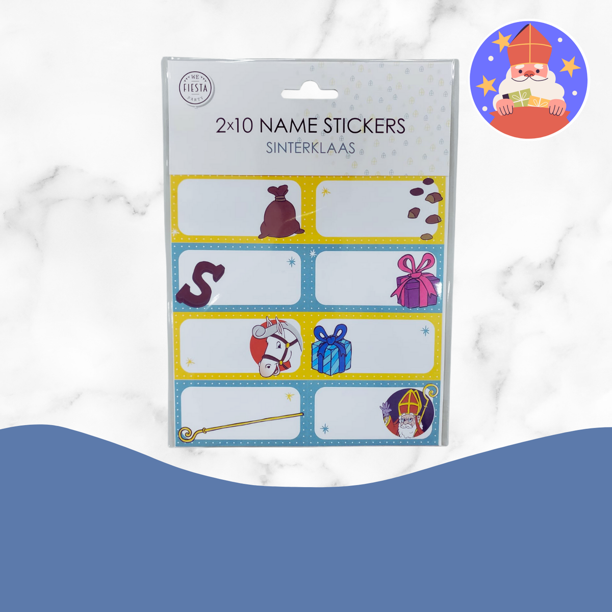 Sinterklaas Name Tags & Gift Labels – 20 Stickers, Writeable, Festive Designs