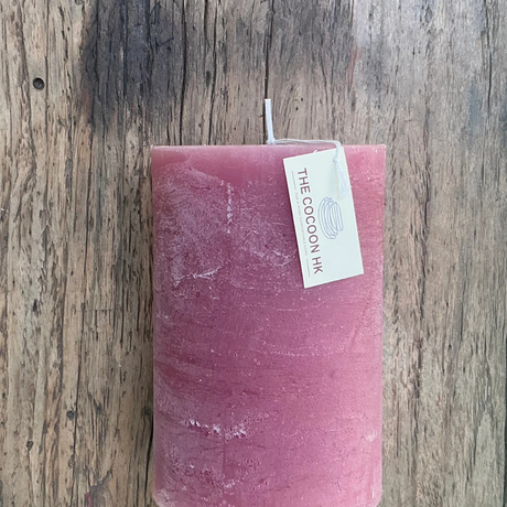 Rustic Pillar Candle 10x15cm Dark Pink