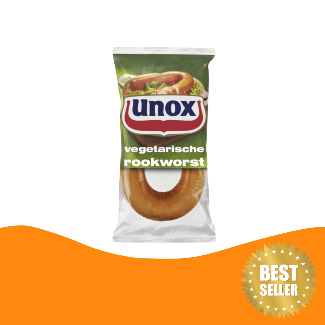 Unox Gelderse vegetarische rookworst ( 285 gram )/Vegetarian Smoked sausage