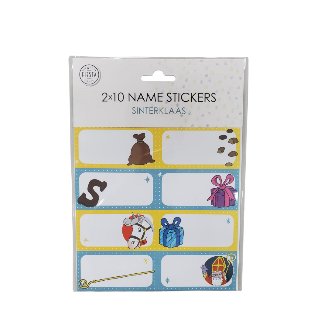 Sinterklaas Name Tags & Gift Labels – 20 Stickers, Writeable, Festive Designs