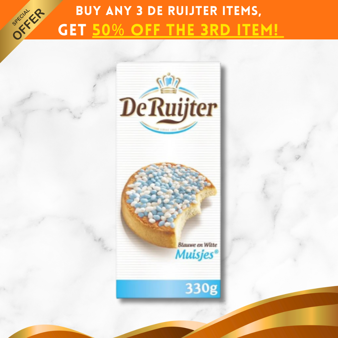 De Ruijter Blauwe en Witte Muisjes 藍白茴香糖粒（330克）