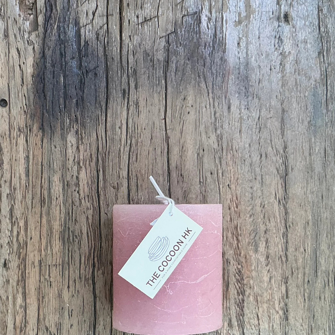 Rustic Pillar Candle 7x7.5cm Soft Pink