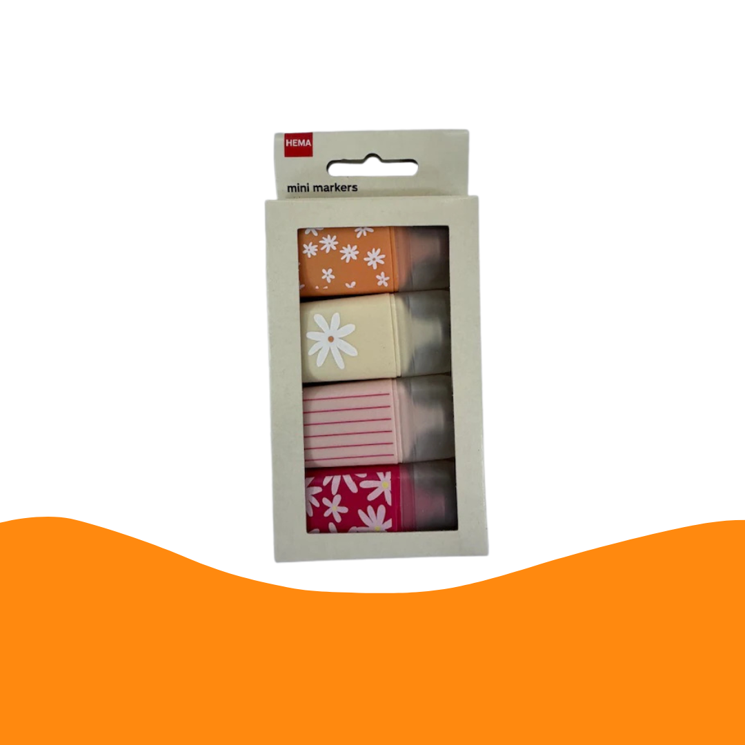 Hema Mini Bloemen Markers set van 4 verschillende kleuren