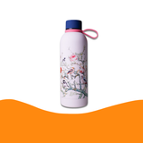 Water Bottle Delft Blue Forest Birds (Pink) - Insulated & Stainless Steel 500 ml