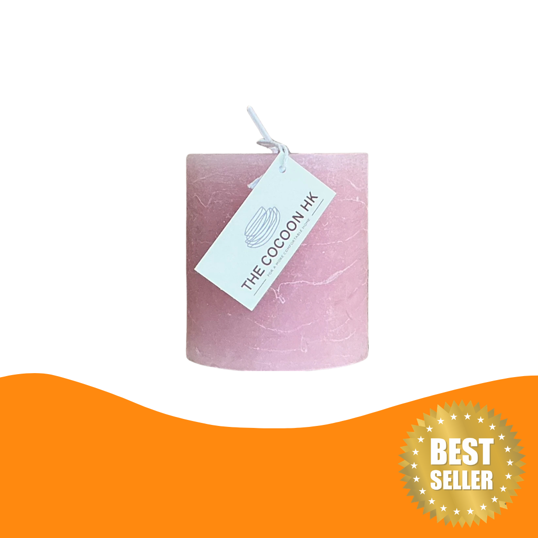 Rustic Pillar Candle 7x7.5cm Soft Pink
