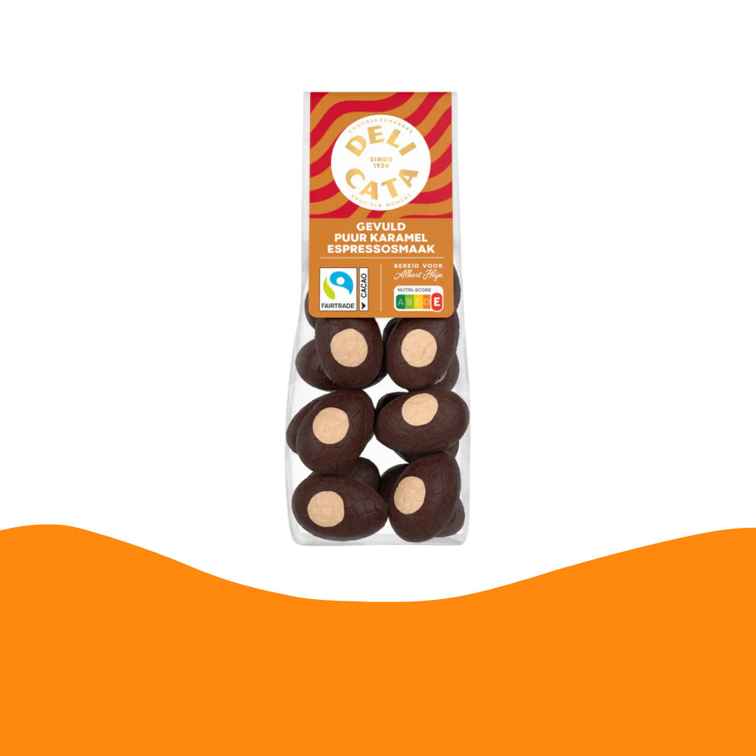 Dark Chocolate Eggs with Caramel Espresso Filling 150 gram