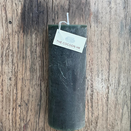 Rustic Pillar Candle 7x18cm Green