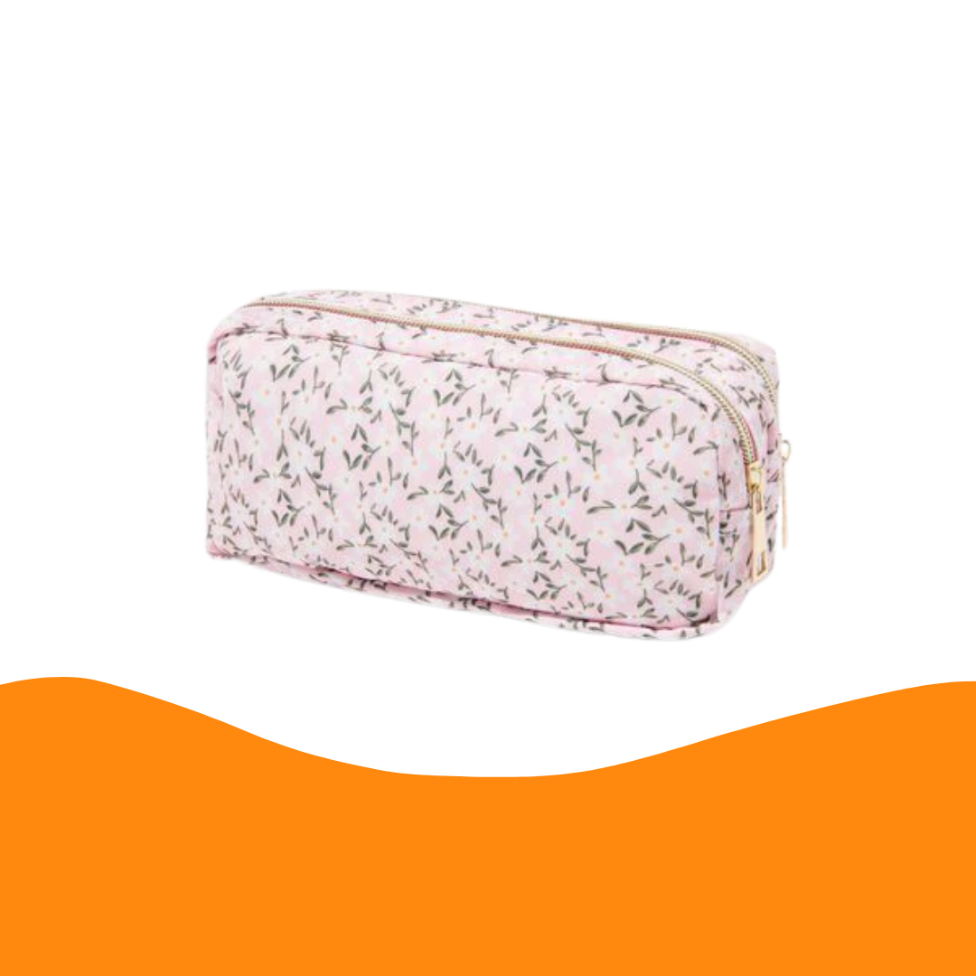 Hema Etui Non-Transparent Flowers with double zip