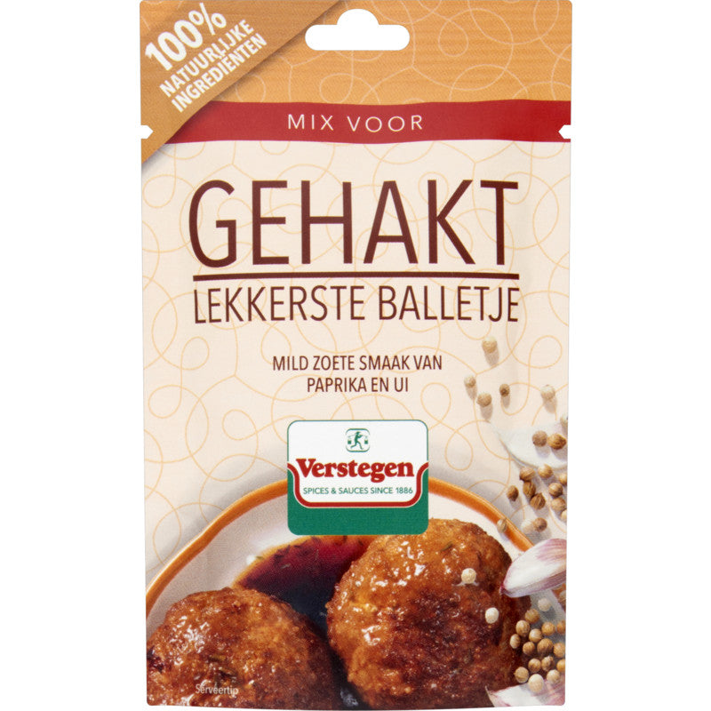 Verstegen Kruidenmix Gehakt Lekkerste Balletje (Mix of spices for meat with pepper & onion (40 gram)