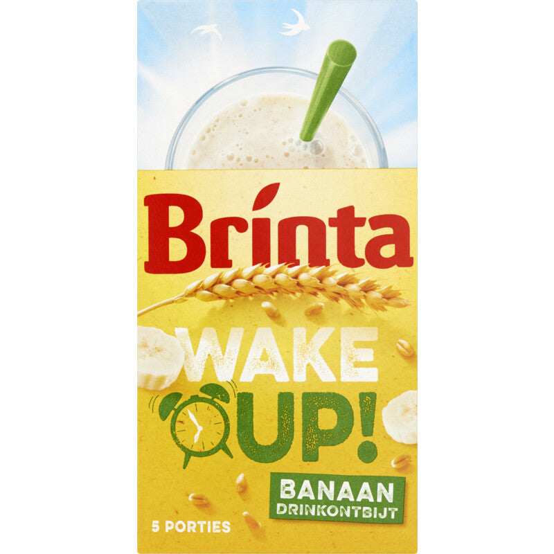 Brinta Wake Up Banaan Drinkontbijt (volkoren ontbijtgranen bananendrinkpap) (5 zakjes van 22 gram)