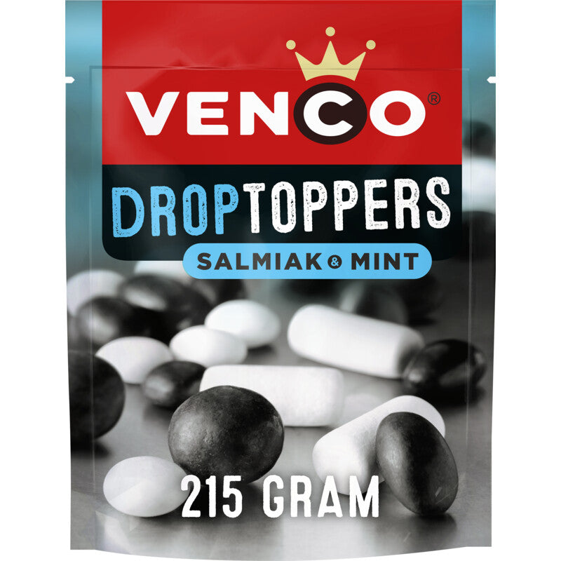 Venco Droptoppers salmiak mint (225 gram)/Salmiak and peppermint candy