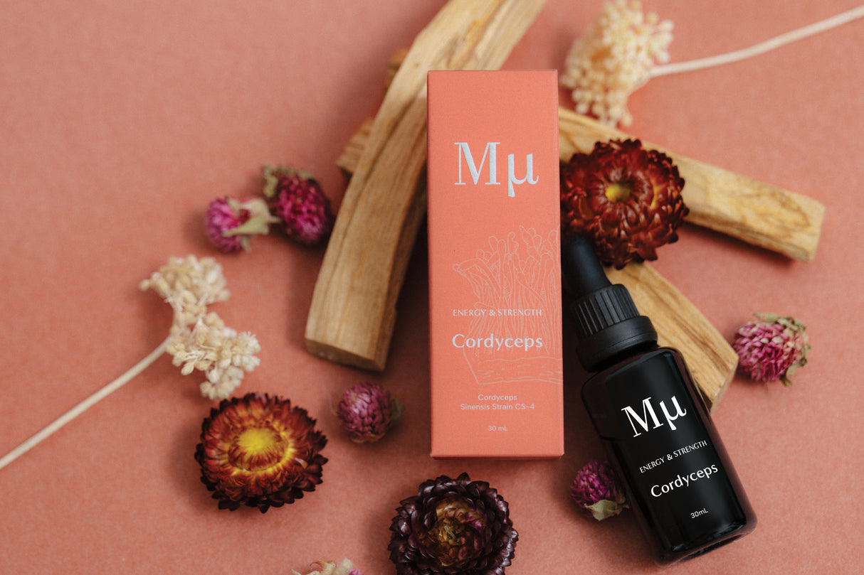 Mµ Set: Lion's Mane (Focus & Memory), Cordyceps (Strength & Recovery), Reishi (Balance & Harmony), Chaga and Ginseng (Calm & Resilience) and Turkey Tail (Recovery & Immunity)