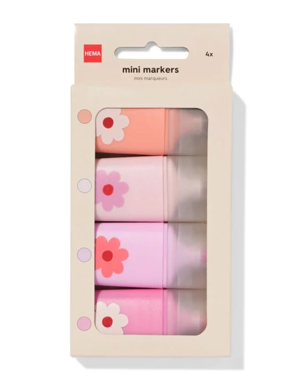 Hema Mini Bloemen（花）標記套裝 4 種不同顏色