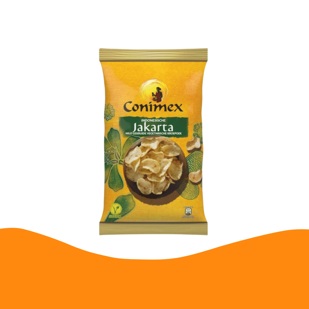 Conimex Indonesische Jakarta Mild Gekruide Vegetarische Kroepoek/vegetarian prawn crackers (75 gram)